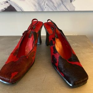 Nine West Red & black cow print pumps